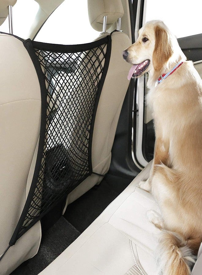 TAPUJI car mesh Organizer car mid net Between car Front Seats car Storage Accessories Interior car seat net Holder Barrier of Backseat Pet Kids,Cargo Tissue Purse Holder,Driver Storage Netting Pouch - Image 1